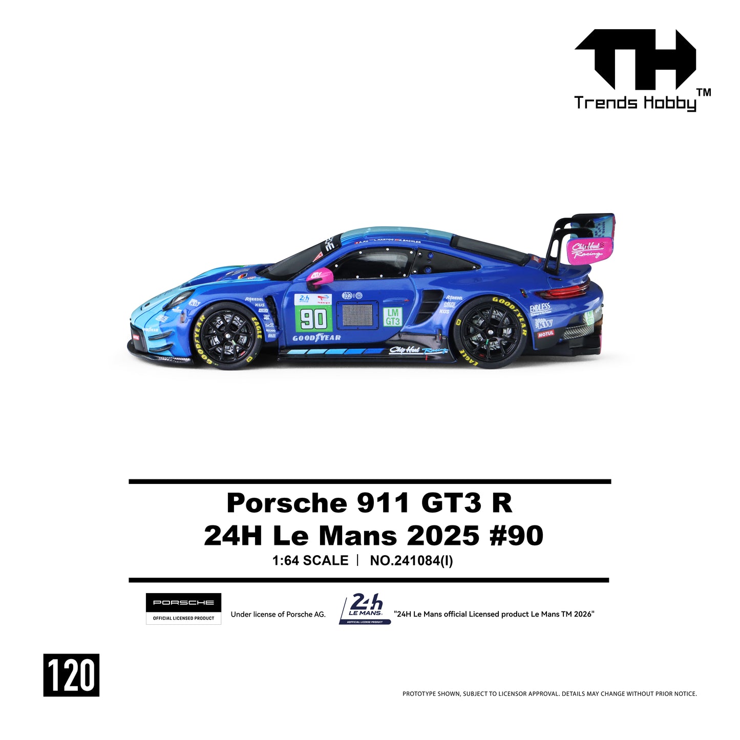 Trends Hobby #120 Porsche 911 GT3 R Chip Hart Racing-2025 LeMans 24H LM GT3 #90