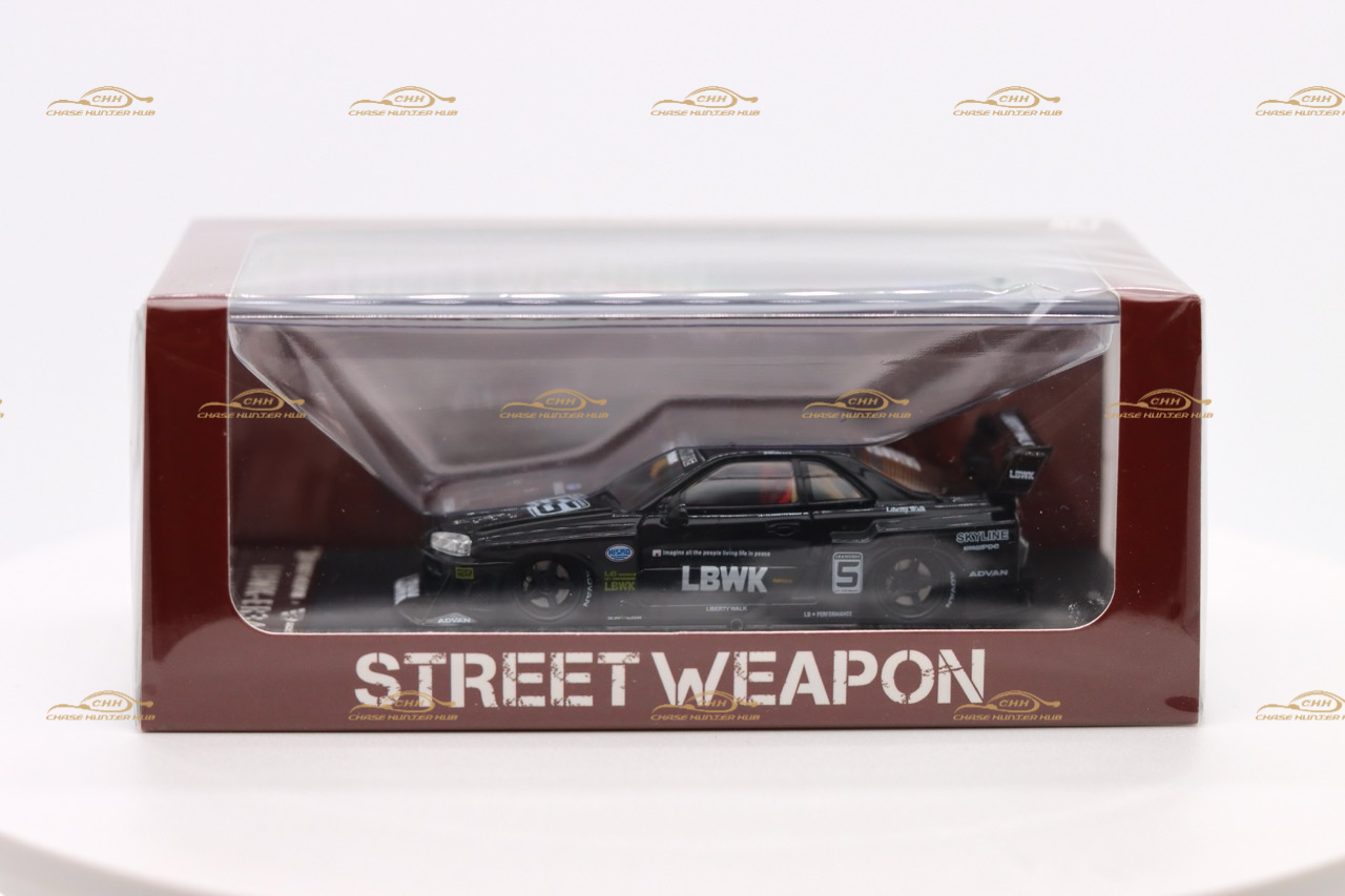 STREET WEAPON 1/64 NISSAN SKYLINE GT-R R34 LBWK - Black