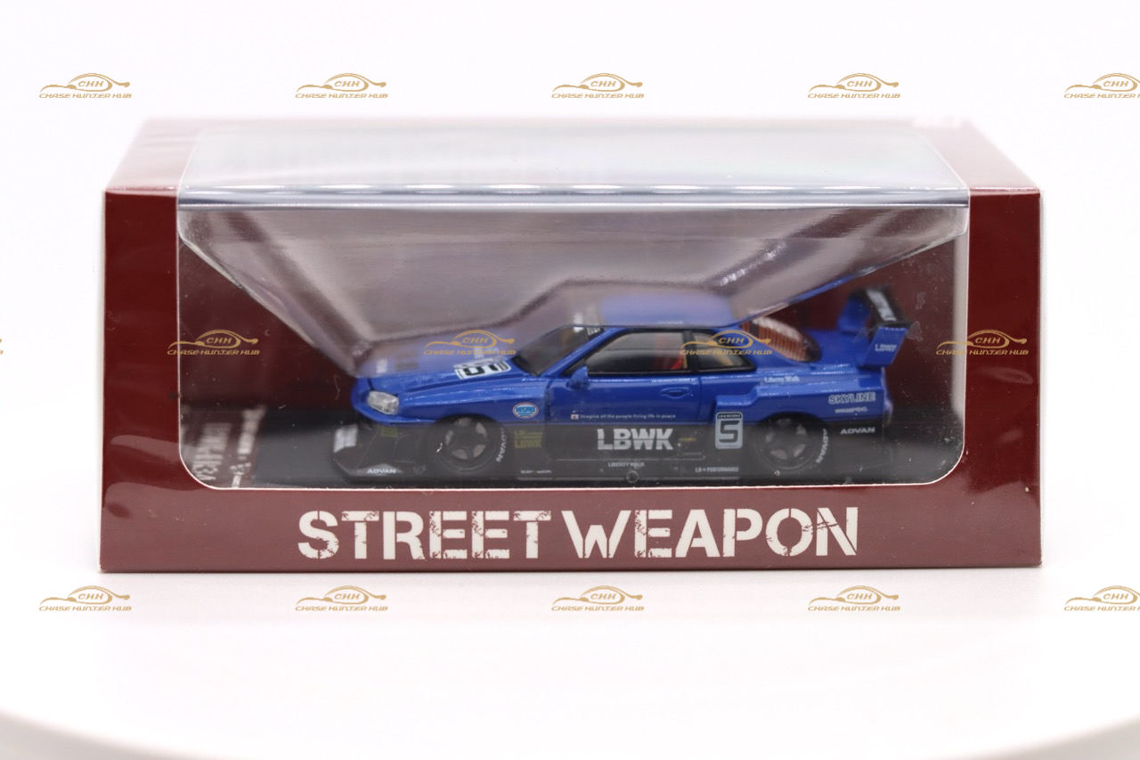 STREET WEAPON 1/64 NISSAN SKYLINE GT-R R34 LBWK - Blue