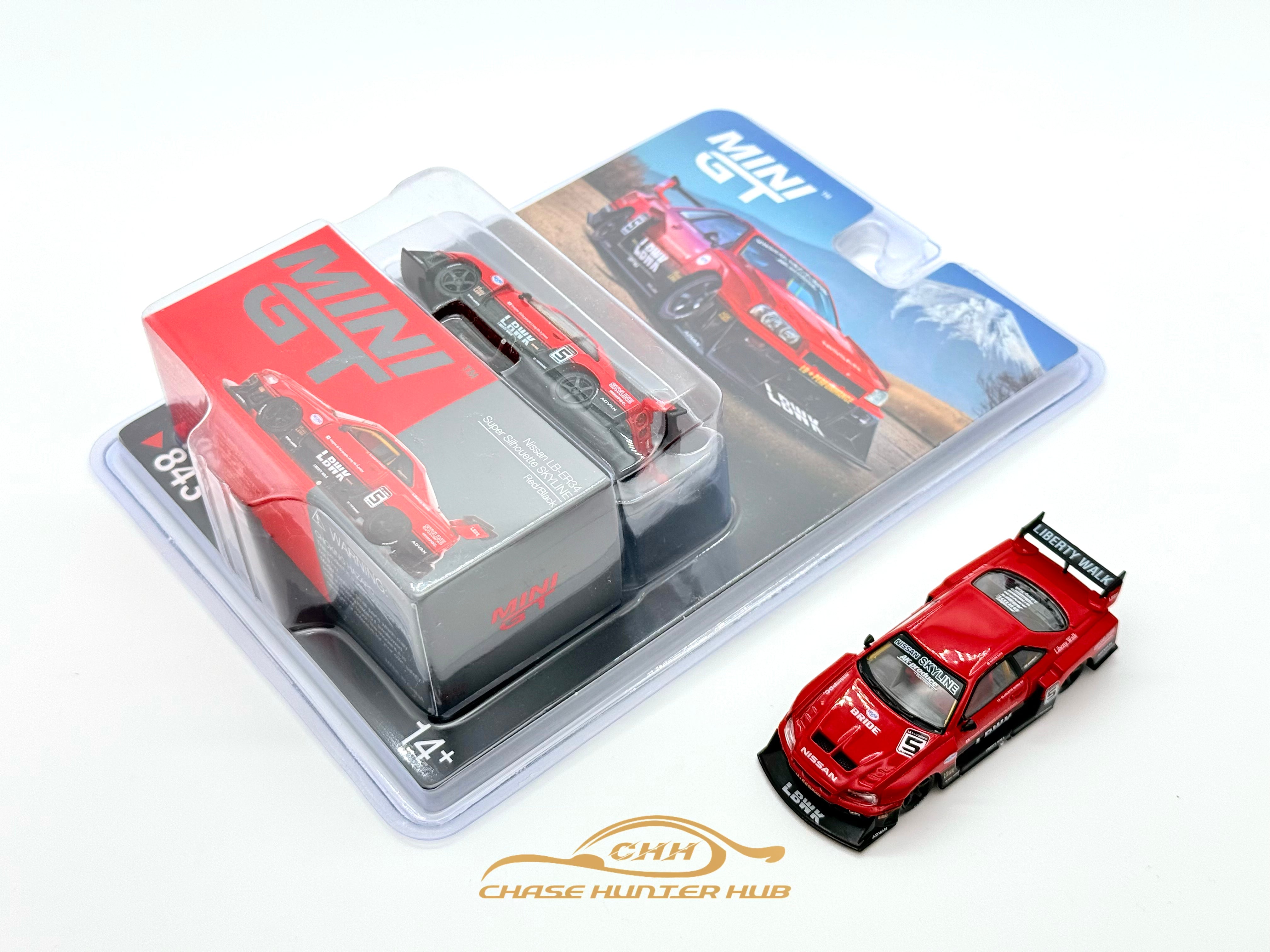thumbnail image 2 of Mini GT 1/64 Nissan Skyline LB-ER34 Super Silhouette – Red & Black, RHD, Limited Edition Diecast Model MGT00843 2 of 4