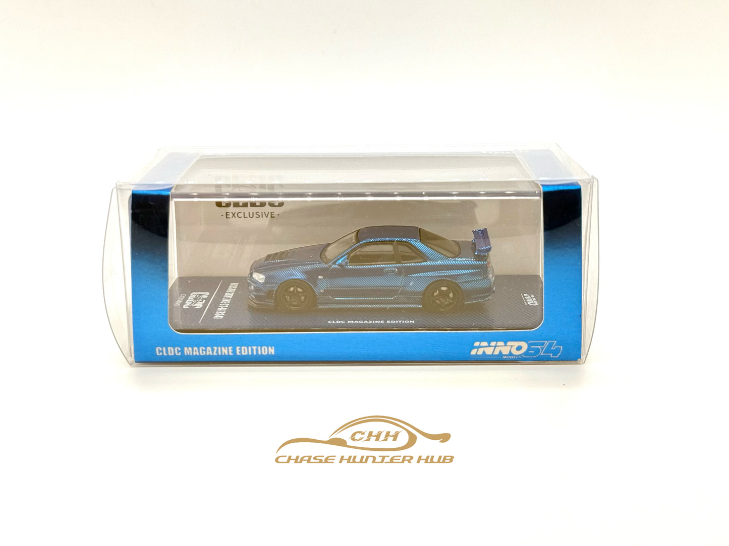 Inno64 x CLDC Nissan Skyline GT-R R34 Z Tune Full Chrome Blue Carbon