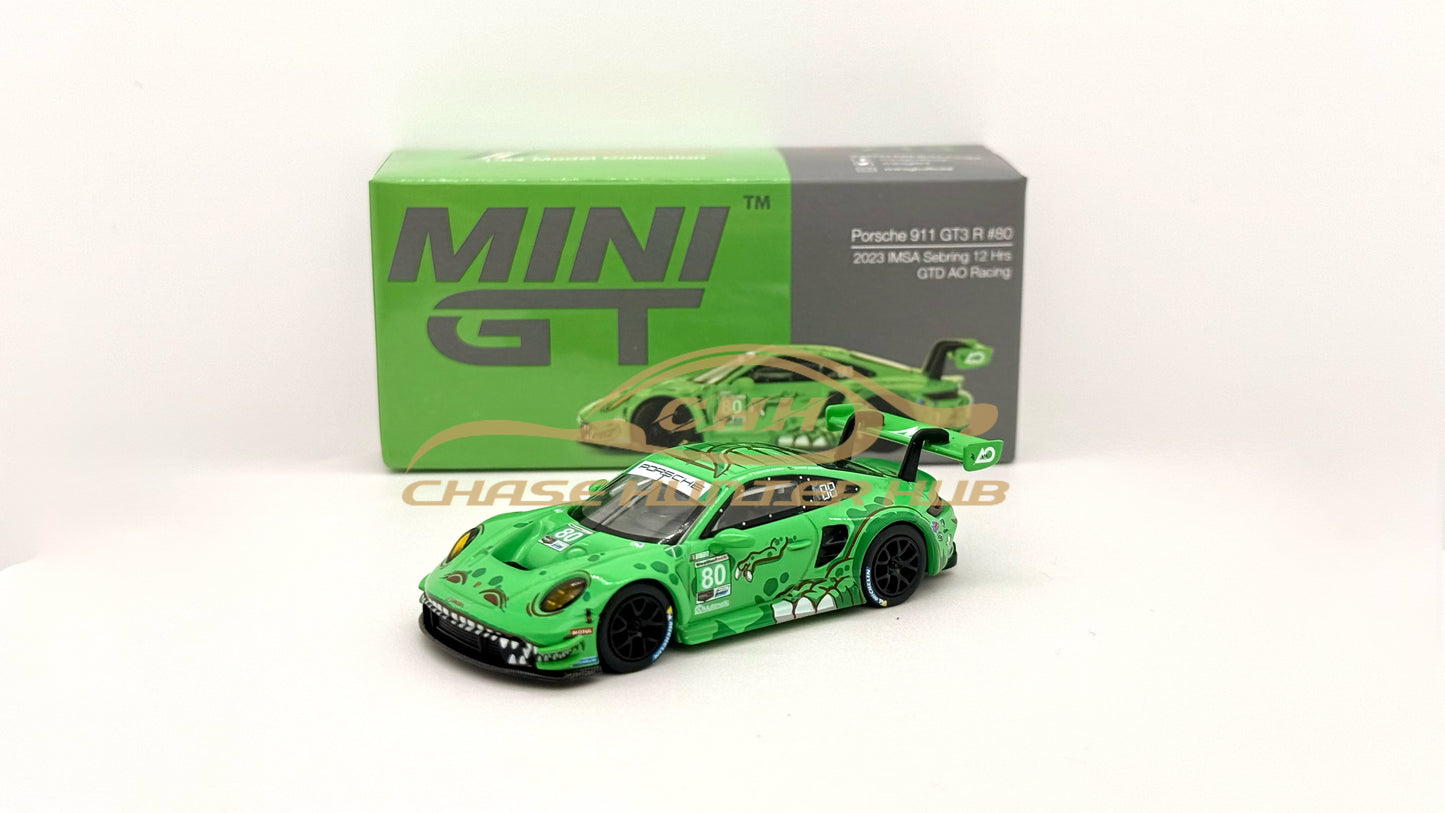MINI GT 1:64 #713 Porsche 911 GT3 R #80 GTD AO Racing “REXY”
