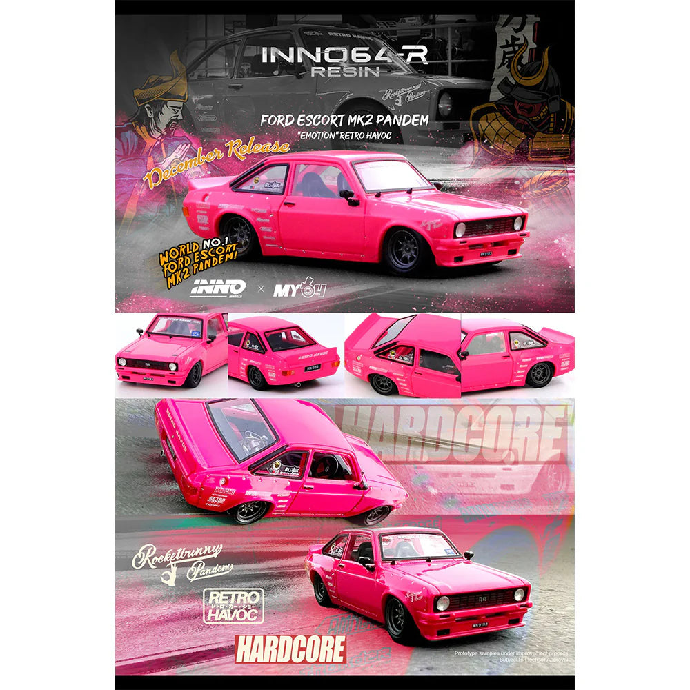 INNO64 1/64 Ford Escort MK2 PANDEM "EMOTION" Retro Havoc