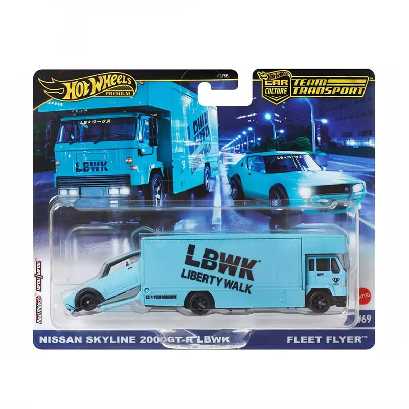 HOT WHEELS TEAM TRANSPORT #69 - NISSAN SKYLINE 200GT-R LBWK & FLEET FLYER