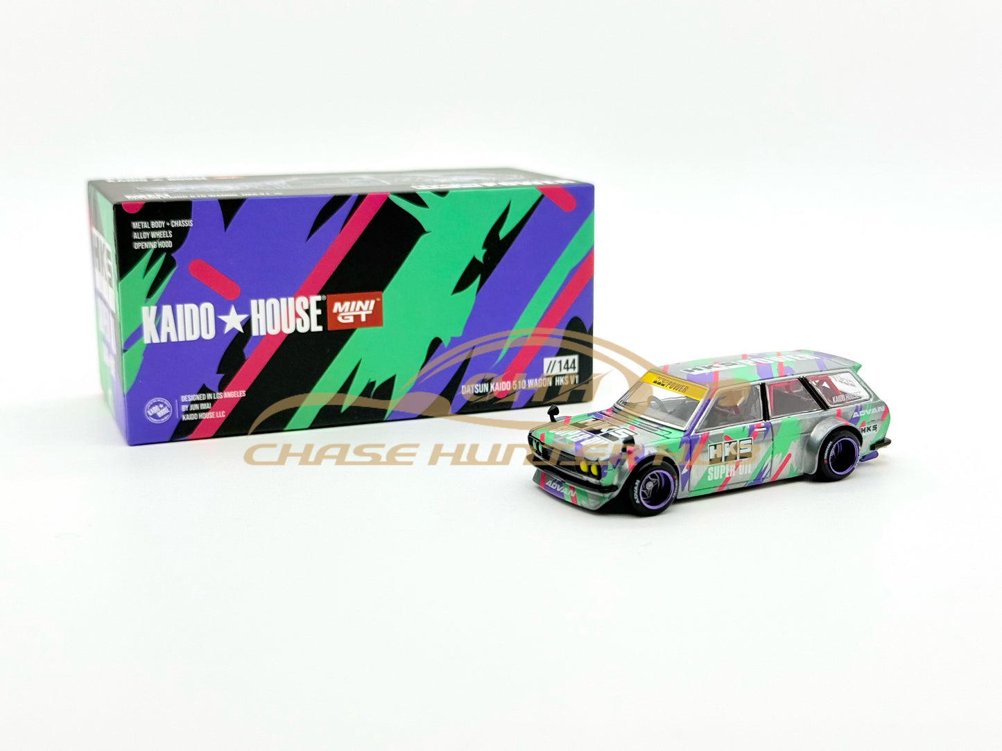 MINI GT x Kaido House #144 Datsun 510 Wagon HKS V1 Chase