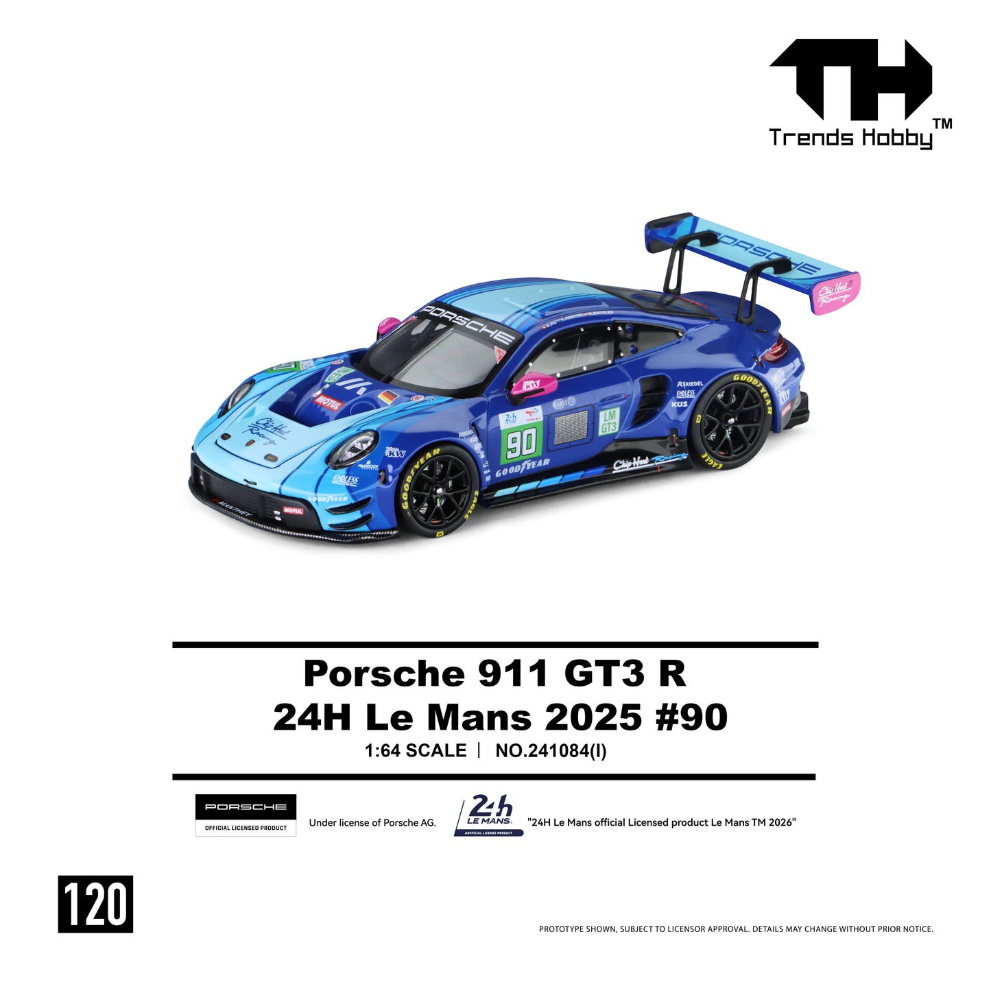 Trends Hobby #120 Porsche 911 GT3 R Chip Hart Racing-2025 LeMans 24H LM GT3 #90