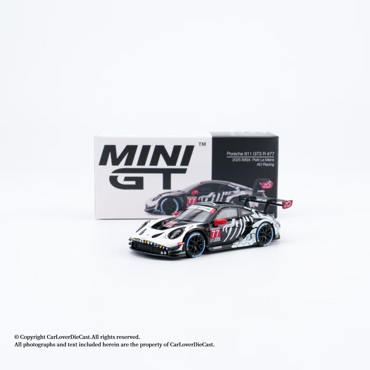 Mini GT #1143 1:64 Porsche 911 GT3 R #77 AO Racing 2025 IMSA Petit Le Mans