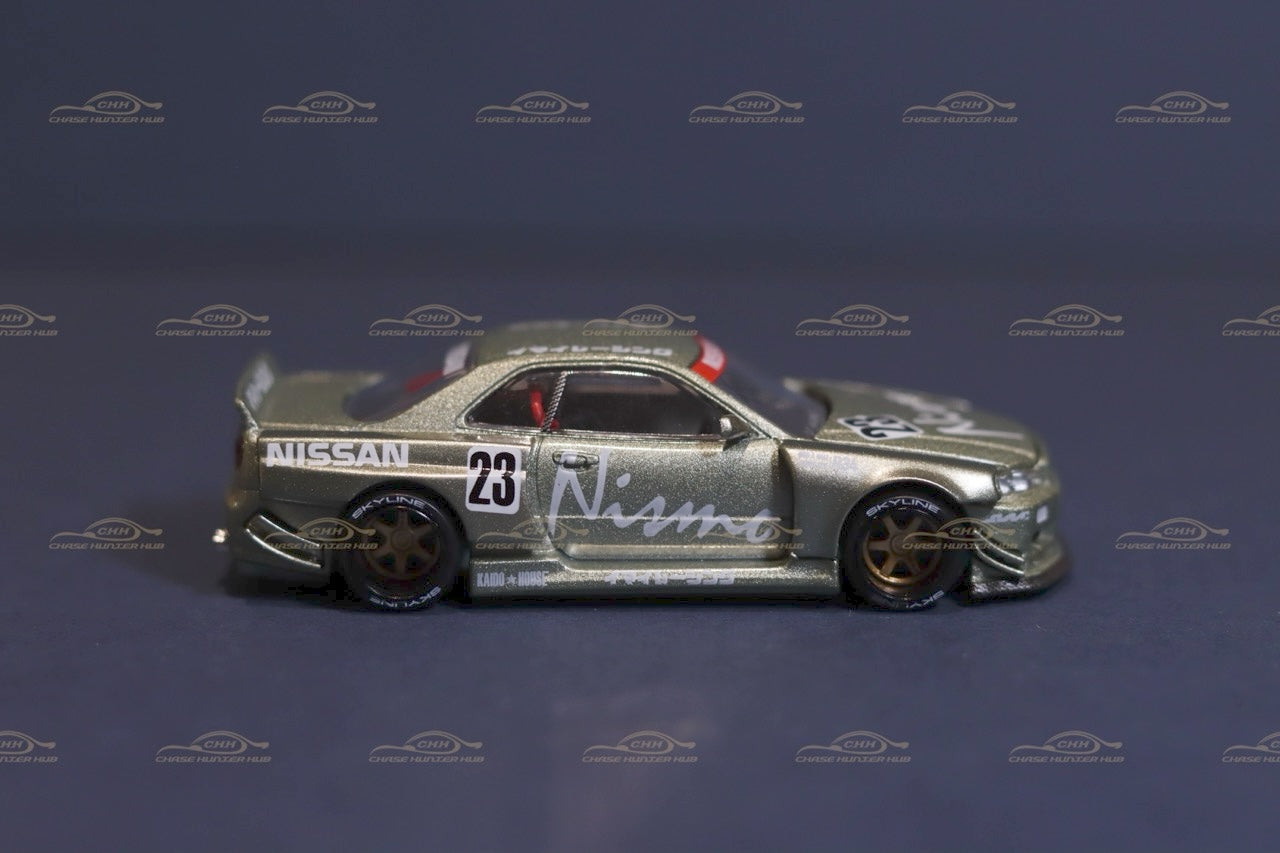 MINI GT x Kaido House #103 Nissan Skyline GT-R (R34) Kaido Works V4 Olive Green