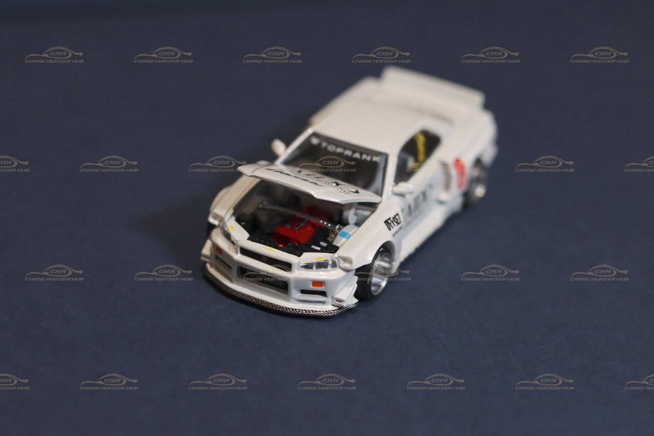 MINI GT x Kaido House #049 Nissan Skyline GT-R (R34) Kaido Works White