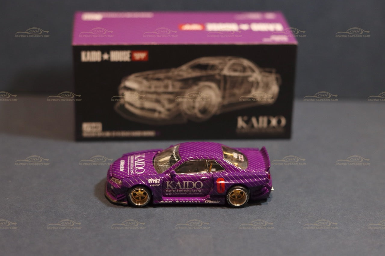 MINI GT x Kaido House #048 Nissan Skyline GT-R (R34) Kaido Works Purple