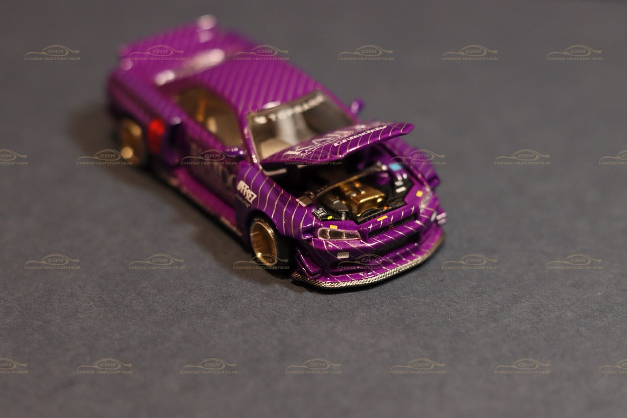 MINI GT x Kaido House #048 Nissan Skyline GT-R (R34) Kaido Works Purple