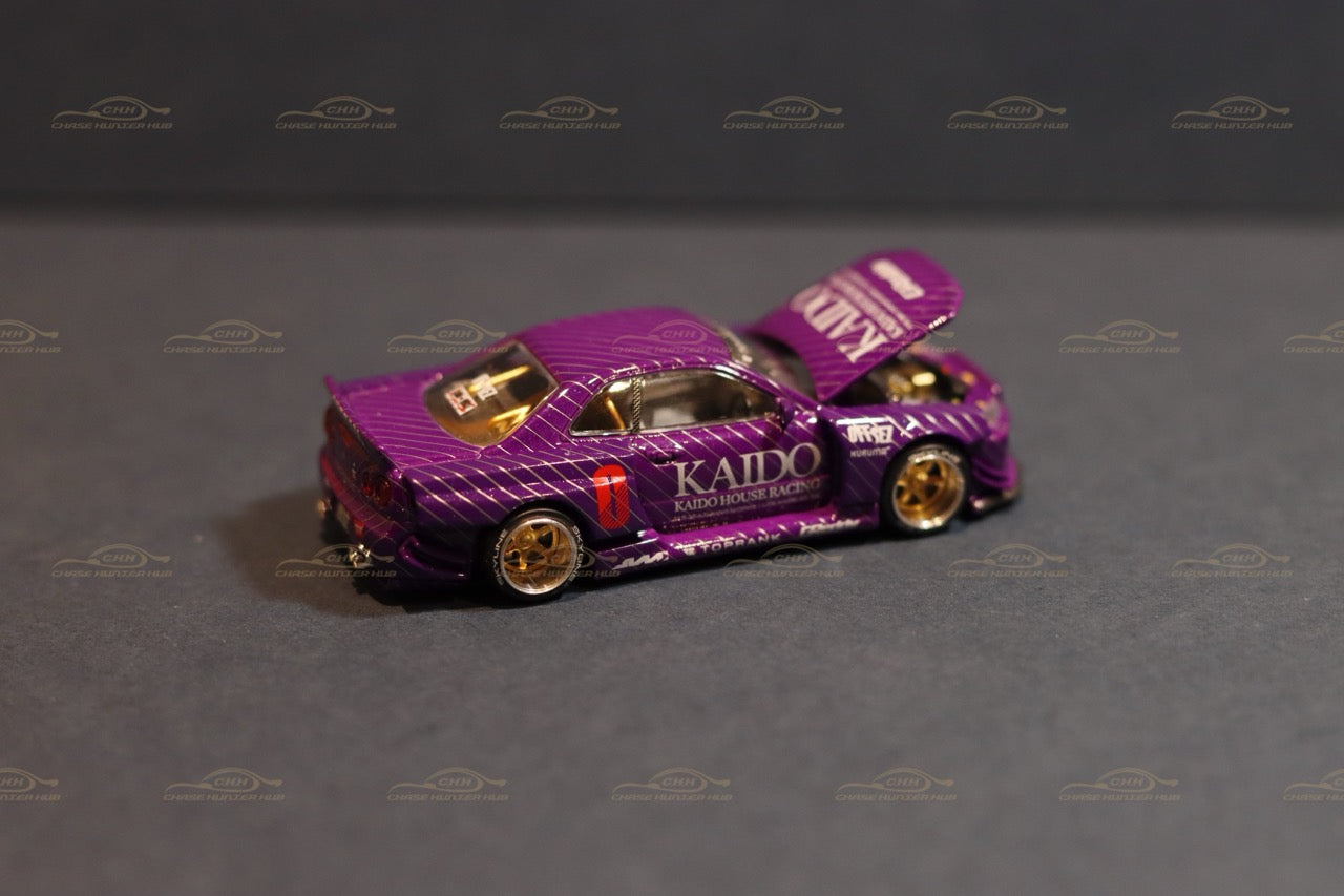 MINI GT x Kaido House #048 Nissan Skyline GT-R (R34) Kaido Works Purple