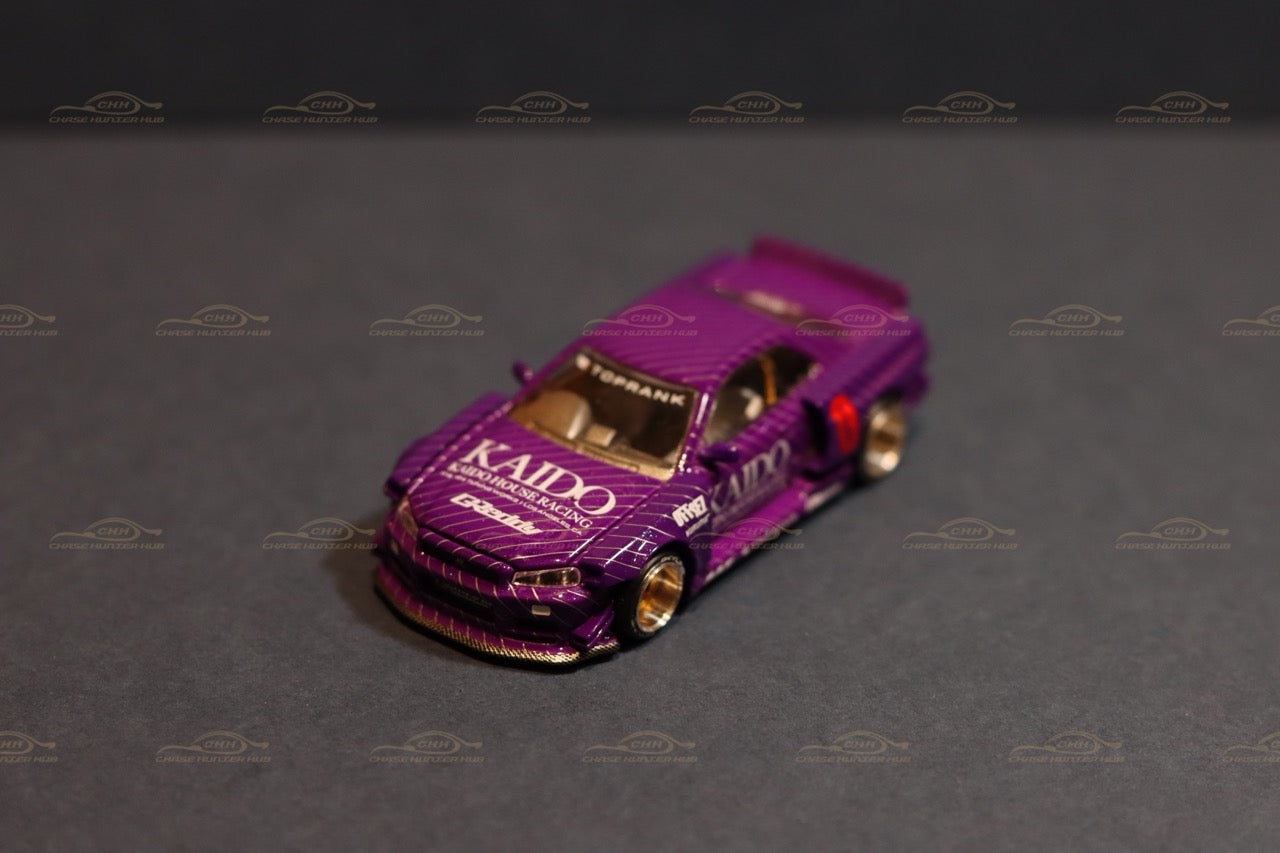 MINI GT x Kaido House #048 Nissan Skyline GT-R (R34) Kaido Works Purple