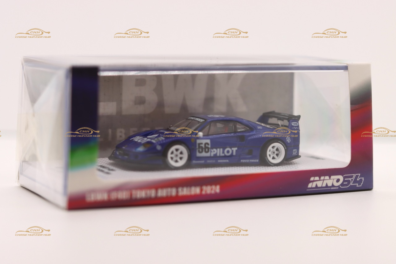 INNO 1:64 LBWK F40 Tokyo Auto Salon 2024 Blue Diecast Model Car