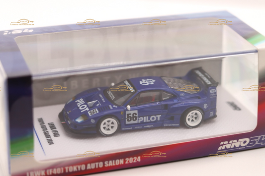 INNO 1:64 LBWK F40 Tokyo Auto Salon 2024 Blue Diecast Model Car