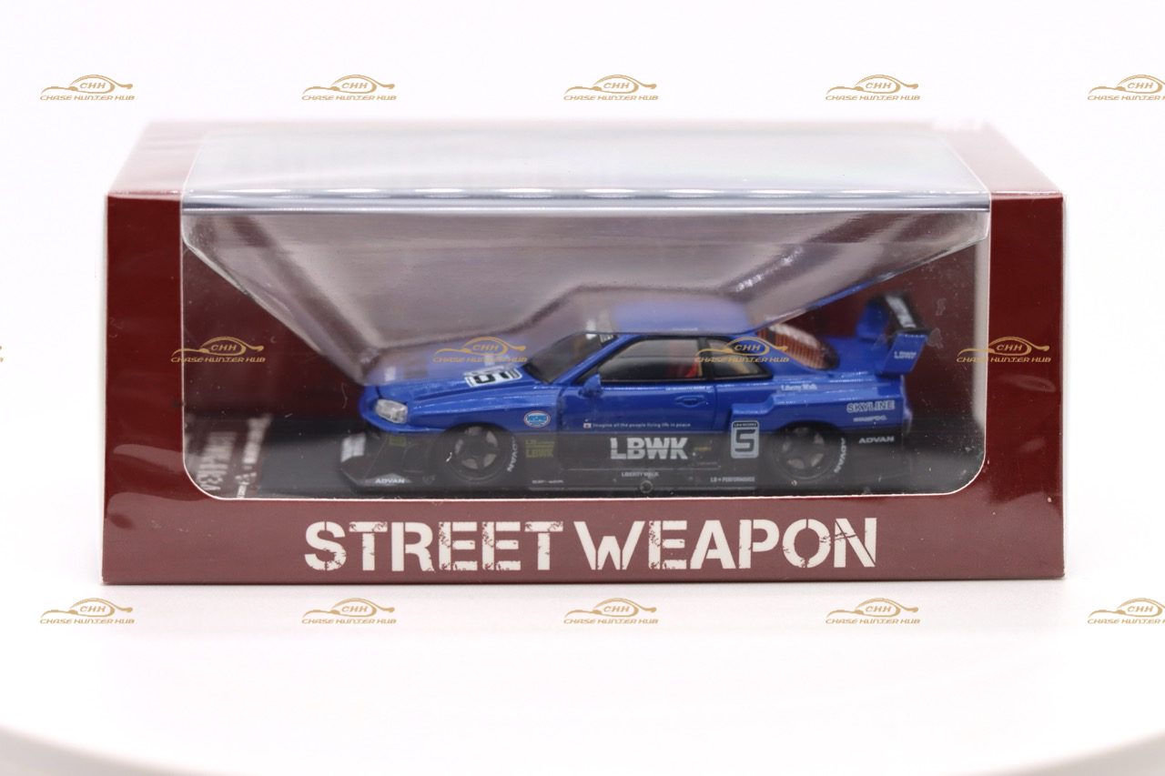 STREET WEAPON  1/64 NISSAN SKYLINE GT-R R34 LBWK - Blue