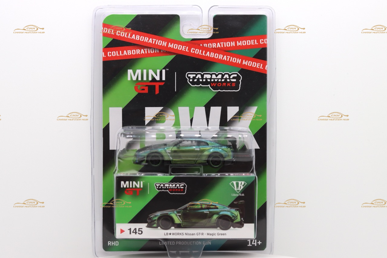 MINI GT 145 Nissan GT-R Tarmac Works LB Magic Green