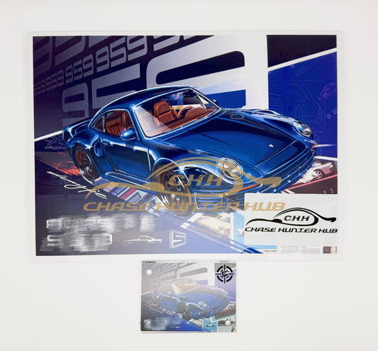 Porsche 959 Blue Poster Set