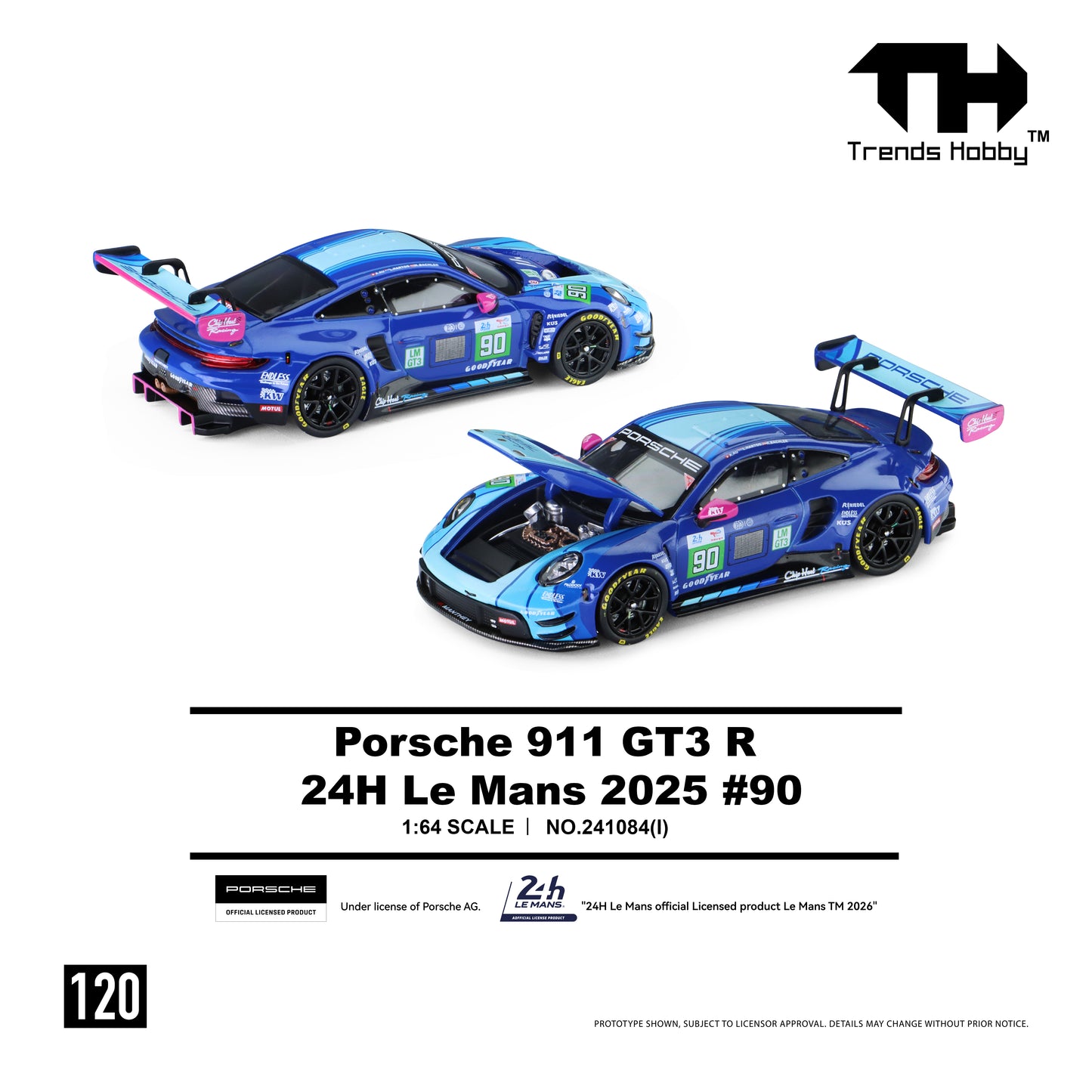 Trends Hobby #120 Porsche 911 GT3 R Chip Hart Racing-2025 LeMans 24H LM GT3 #90
