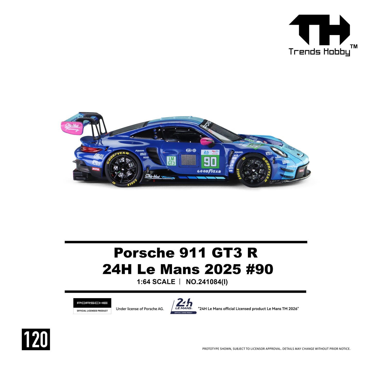 Trends Hobby #120 Porsche 911 GT3 R Chip Hart Racing-2025 LeMans 24H LM GT3 #90