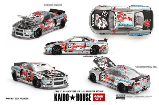 【Pre-Order】Kaido House x Mini GT 1:64 #197 NISSAN SKYLINE GT-R(R34) KAIDO STAR RACING V1