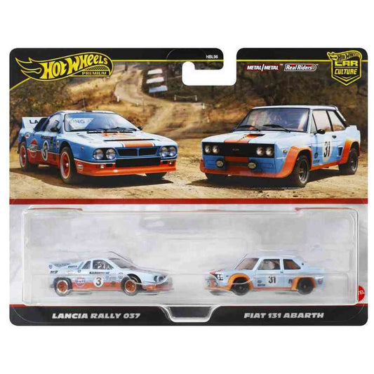 Hot Wheels Car Culture Twin Pack Lancia Rally 037 / Fiat 131 Abarth Gulf Oil