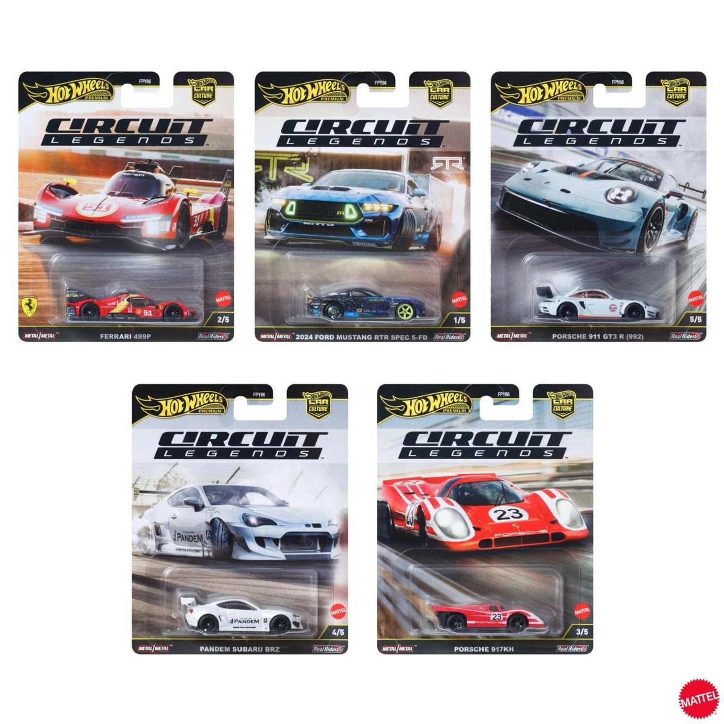 Hot Wheels 1:64 Car Culture CIRCUIT LEGENDS Set of 5