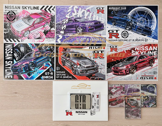 HW RLC GTR34 Posters & Cards Set