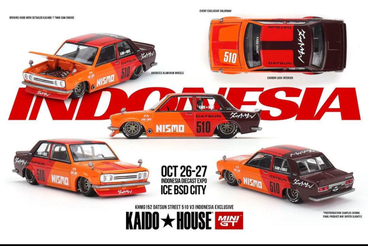 【Pre-Order】Mini GT x Kaido House #152 DATSUN STREET 510 V3 INDONESIA EXCLUSIVE