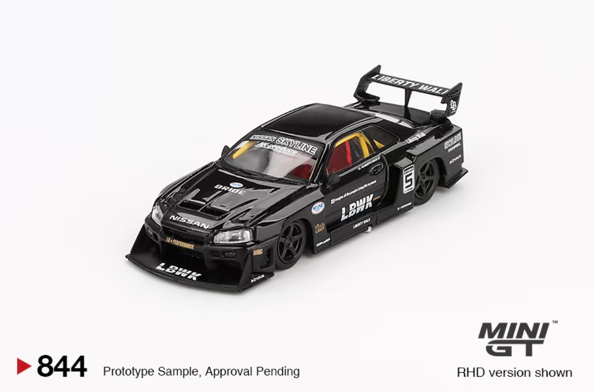 Mini GT 1:64 Nissan LB-ER34 Super Silhouette SKYLINE Black # 844