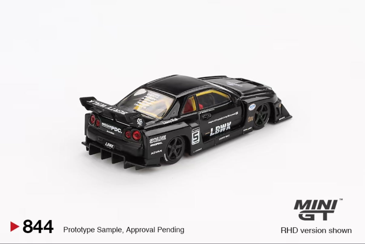 Mini GT 1:64 Nissan LB-ER34 Super Silhouette SKYLINE Black # 844