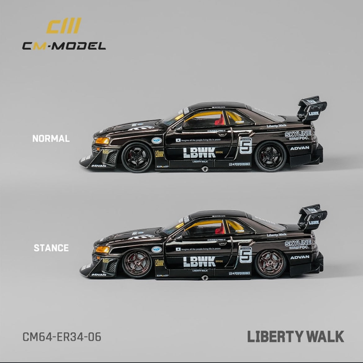 CM Model LBWK Nissan Skyline GTR34 Black