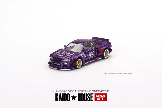 MINI GT x Kaido House #048 Nissan Skyline GT-R (R34) Kaido Works Purple