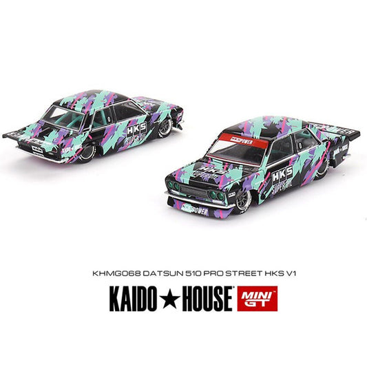 MINI GT KHMG068 KAIDO HOUSE DATSUN 510 PRO PRO STREET HKS V1