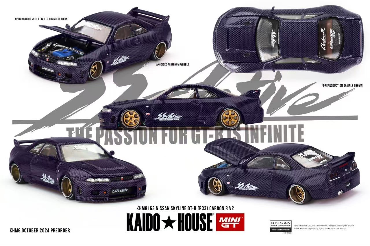 【PRE-ORDER】Mini GT x Kaido House #163 Nissan Skyline GT-R (R33) Active Carbon Purple