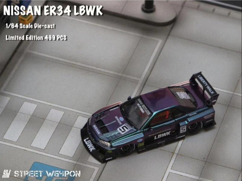 STREET WEAPON  1/64 NISSAN SKYLINE GT-R R34 LBWK - MAGIC PURPLE